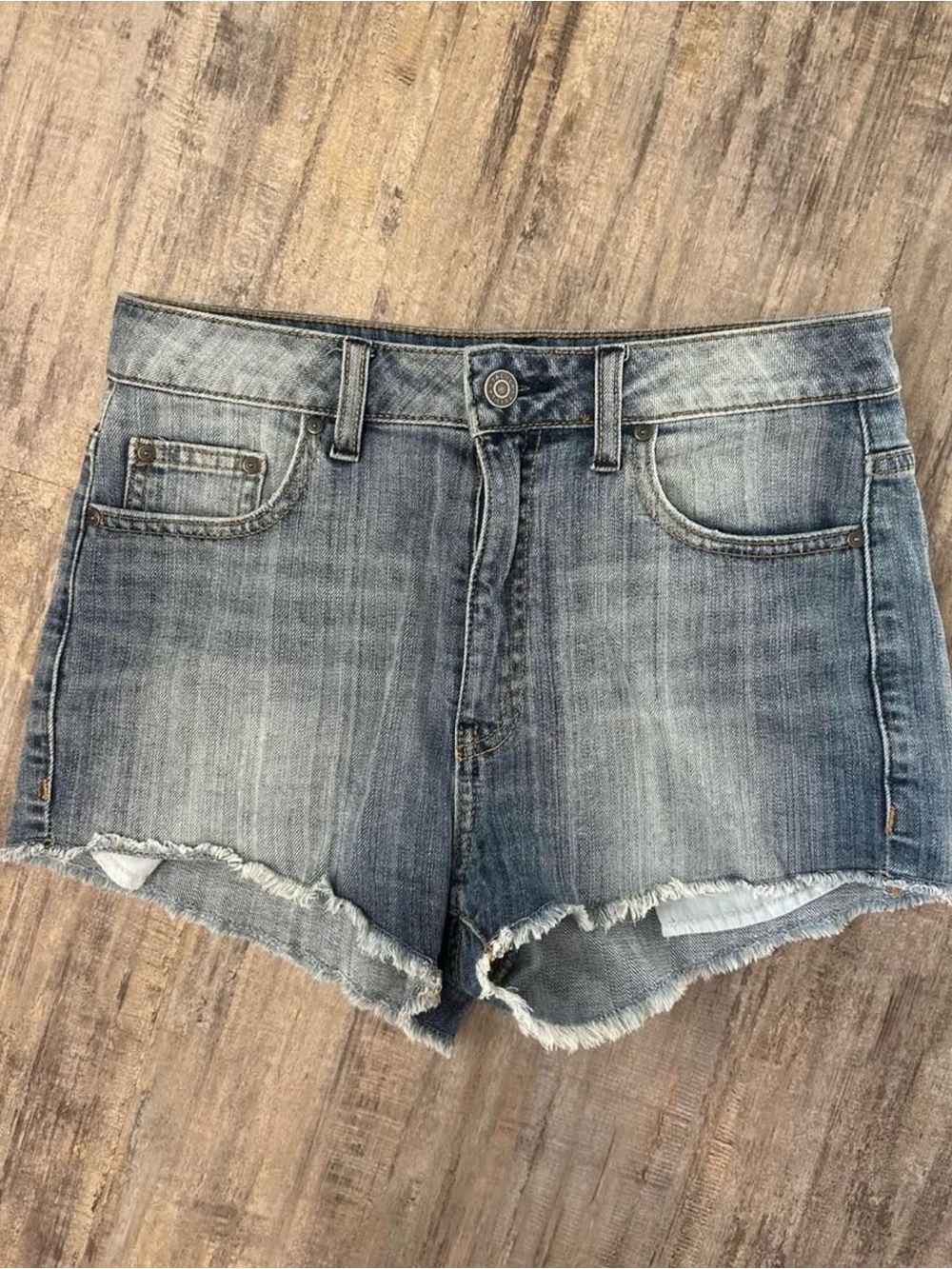 Talula Frayed Hem Light Blue Denim Shorts